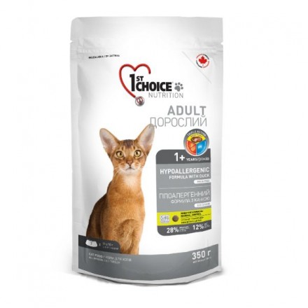 1st Choice Adult Hypoallergenic сухий гіпоалергенний корм для котів з качкою і бататом 0,35 кг