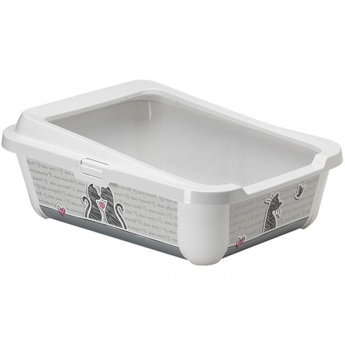 Moderna Hercules Cats in Love туалет для котов c бортиком (белый) 51х39х19 см