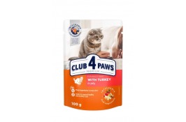 Club 4 Paws Premium влажный корм для кошек с индейкой в желе 100г*24шт