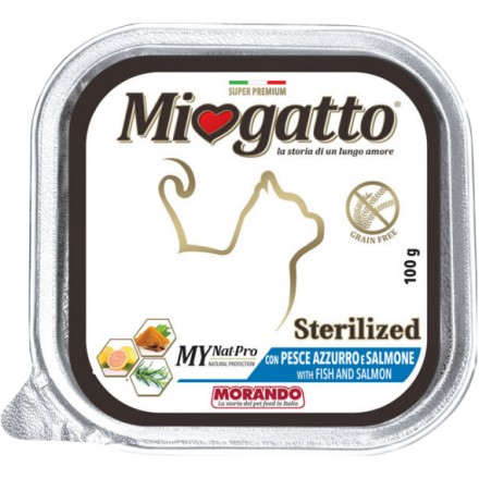 Morando Miogatto Sterilised влажный корм для стерилизованных кошек с лососем 100г*32шт