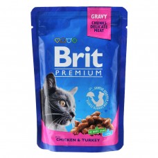 Brit Premium Cat pouch курка та індичка 100г*24шт