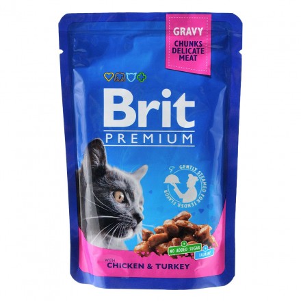 Brit Premium Cat pouch курка та індичка 100г*24шт