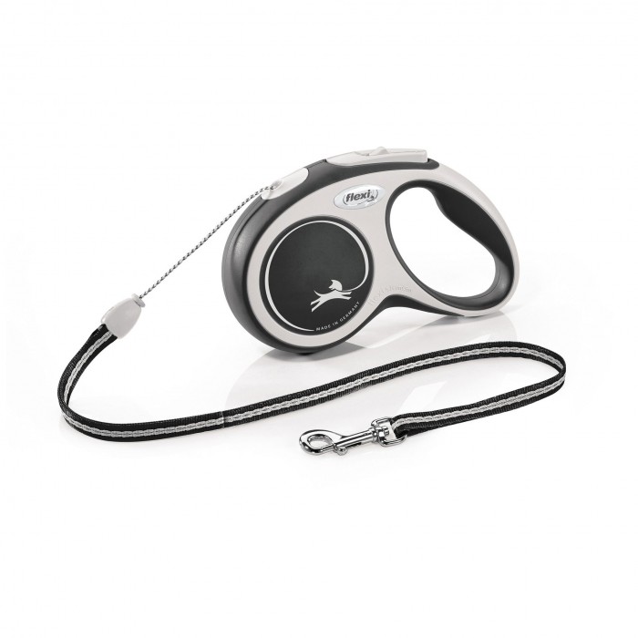 Flexi New Comfort поводок-рулетка (трос) для собак маленьких и средних пород черного цвета размер S: 5м/12кг