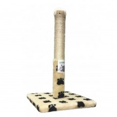 Пухнастики когтеточка для котов столбик на подставке (джут) бежевая с лапками 30×50 см