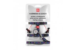 Collar WAUDOG Nylon шлея "Iнді" з повідцем та QR паспортом для котів та собак XS