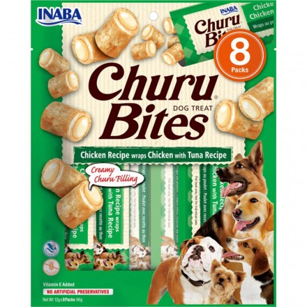 INABA Churu Bites лакомство для собак с курицей и тунцом 12 г (8шт/уп)