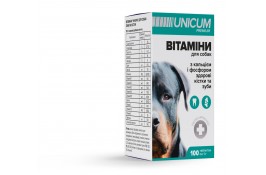 Unicum PREMIUM витамины для собак зубы и кости 100г. 100табл.