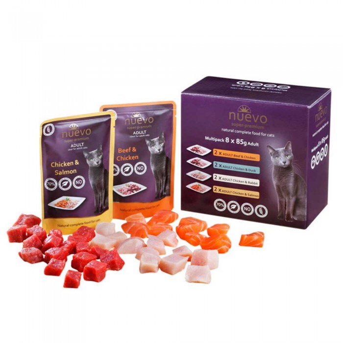 Nuevo Adult Pouch Multipack набор влажного корма для котов (4 разные вкусы) 8 шт х 85 г