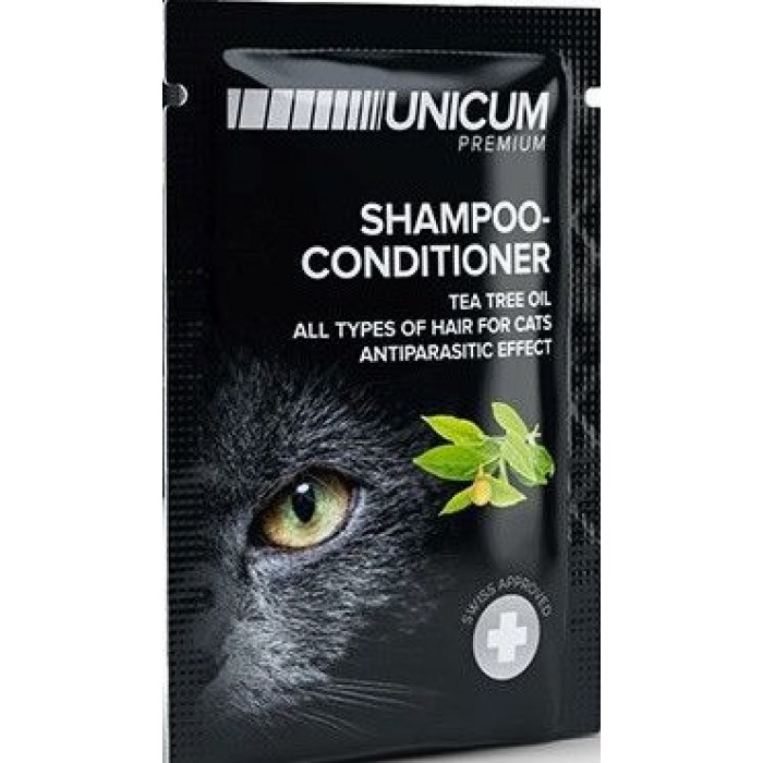 UNICUM шампунь-кондиционер для кошек с маслом чайного дерева 15 мл/40 шт (саше)