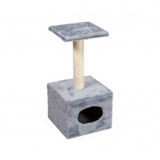 Природа Д1 когтеточка с будкой для кошек серая 32x32x65 см