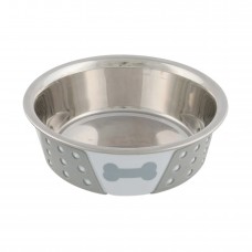 Trixie металева миска із силіконовим покриттям біла/сіра 0,4 л/14 см