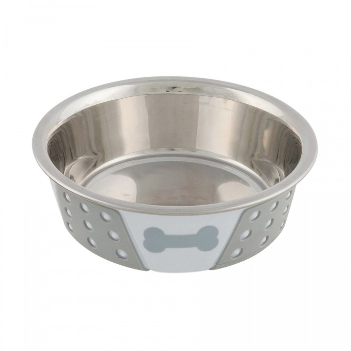 Trixie металева миска із силіконовим покриттям біла/сіра 0,4 л/14 см
