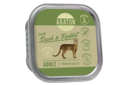 Araton Adult cat with duck and rabbit вологий корм для дорослих котів з качкою та кроликом 85г