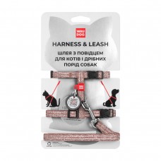 Collar WAUDOG Re-cotton шлея с поводком для котов и малых собак с QR-паспортом (коричневая) XS