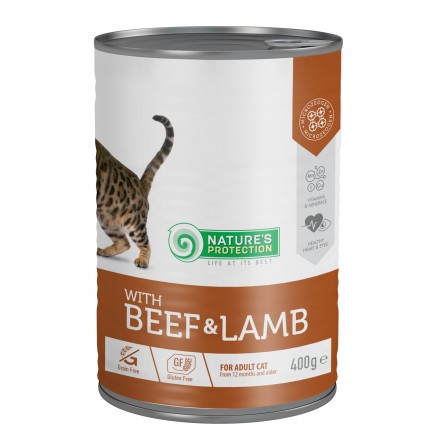 Nature's Protection with Beef & Lamb влажный корм с говядиной и ягненком для взрослых кошек 400 г*6шт.
