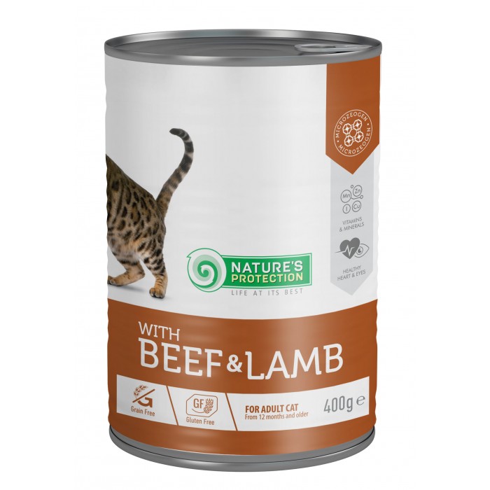 Nature's Protection with Beef & Lamb вологий корм з яловичиною та ягням для дорослих котів 400 г*6шт.
