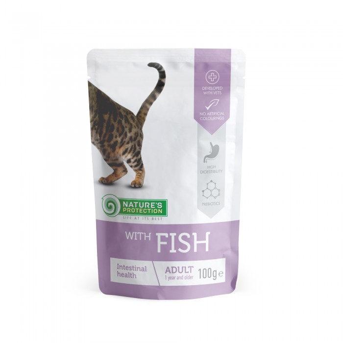 Nature's Protection Intestinal health with Fish влажный корм для кошек с чуствительным пищеварением 100 г*12шт