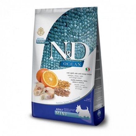 Farmina N&D Low Grain Ocean Adult сухий корм для собак міні порід з тріскою та апельсином 0,8 кг
