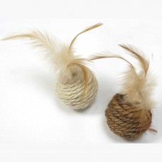 Croci игрушка для кошек "Мяч сизаль с пером" (в ассортименте)