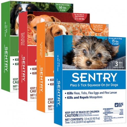 Sentry капли от блох, клещей и комаров для собак (набор 4 упаковки)