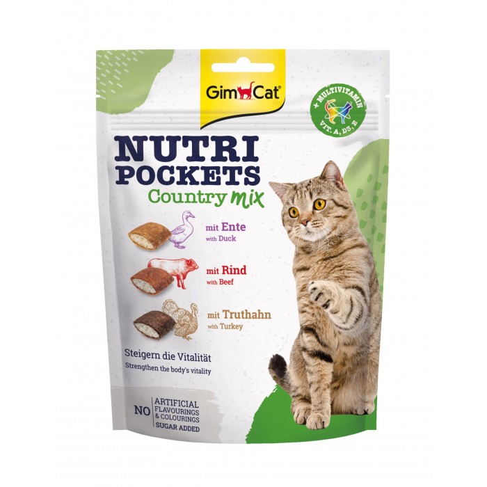 GimCat Nutri Pockets Кантрі мікс м'ясниx подушечок для котів 150г