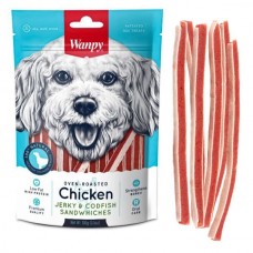 Wanpy Chicken Jerky & Codfish Sandwiches лакомство для собак с курицей и тунцом 100 г