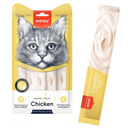 Wanpy Creamy Lickable Treats Chicken жидкое лакомство для котов с курицей 70 г