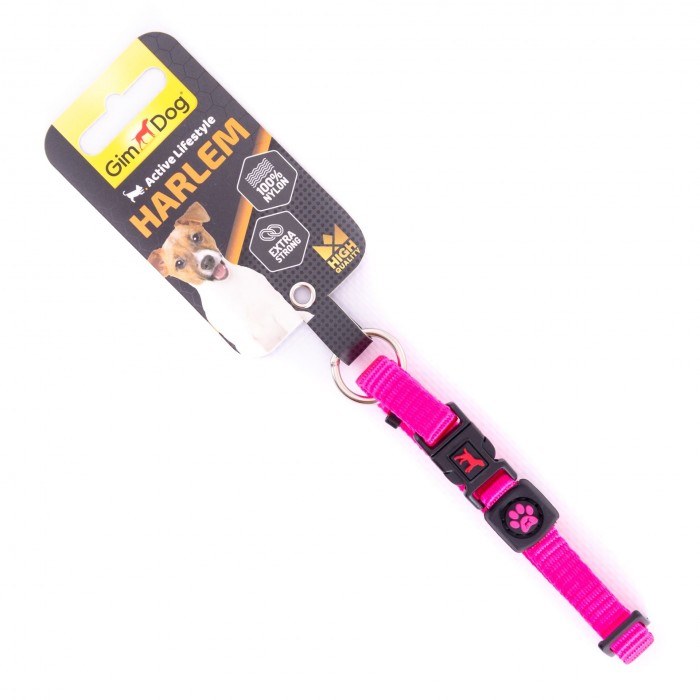 GimDog Harlem ошейник из нейлона для собак миниатюрных и мини пород (розовый) XS-S