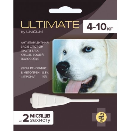 Unicum ULTIMATE капли от блох, клещей, вшей и власоедов для собак 4-10 кг. (0,8 мл)