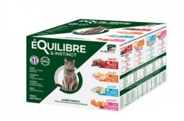 Equilibre & Instinct вологий корм для котів (мультипак-набір 4 смаки) шматочки в соусі 85 г (24 шт)