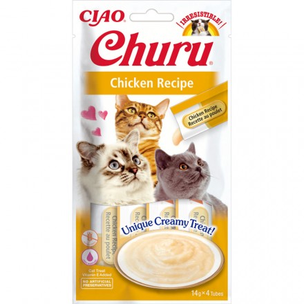 INABA Churu лакомство для кошек сливочный мусс с курицей 4 шт*14 г