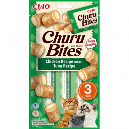 INABA Churu Bites лакомство для кошек подушечки с курицей и тунцом 3 шт*10 г