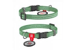 Collar WAUDOG Re-cotton светоотражающий ошейник с QR паспортом  для котов и собак (зеленый) XS