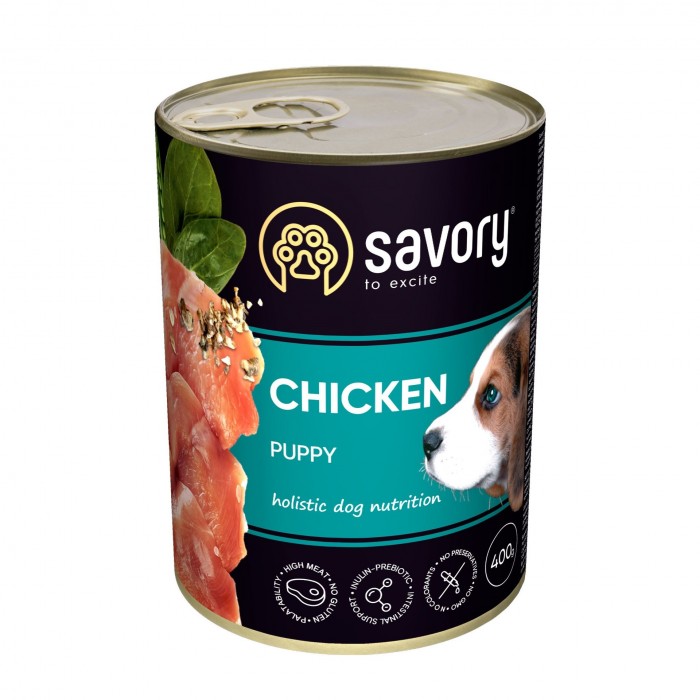 Savory Puppy Chicken вологий корм для цуценят всіх порід з куркою 400g
