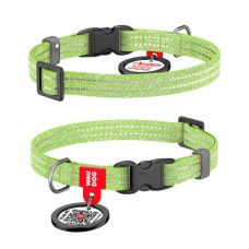 Collar WAUDOG Re-cotton светоотражающий ошейник с QR паспортом для котов и собак (салатовый) XS