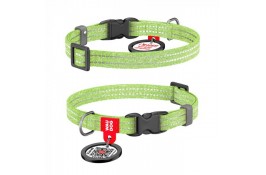 Collar WAUDOG Re-cotton светоотражающий ошейник с QR паспортом для котов и собак (салатовый) XS