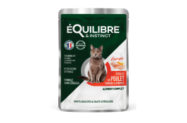 Equilibre & Instinct влажный корм для стерилизованных кошек с курицей, тыквой и цитрусовыми в соусе 85г*12 шт