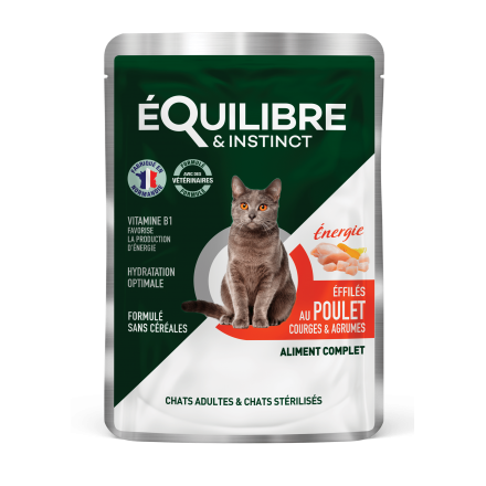 Equilibre & Instinct влажный корм для стерилизованных кошек с курицей, тыквой и цитрусовыми в соусе 85г*12 шт
