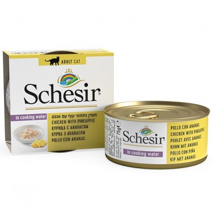Schesir Chicken Pineapple вологий корм для дорослих котів з куркою та ананасом в соусі 75 г