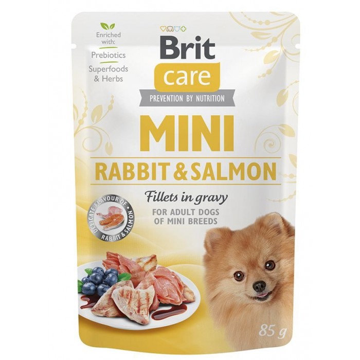 Brit Care Mini pouch филе в соусе кролик и лосось 85g