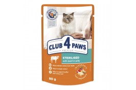 Club 4 Paws Premium Sterilised влажный корм для кошек с говядиной в желе 80г*24шт