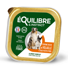 Equilibre & Instinct паштет для взрослых собак с мясом птицы и зеленым горошком 300г*9шт