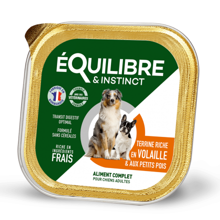 Equilibre & Instinct паштет для дорослих собак з м'ясом птиці і зеленим горошком 300г*9шт