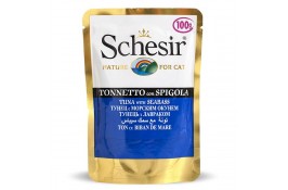Schesir Tuna Seabass влажный корм для взрослых котов с тунцом и морским окунем в желе 100 г