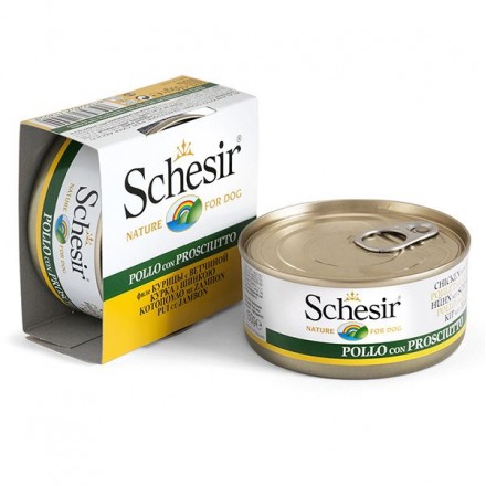 Schesir Chicken with Ham вологий корм для дорослих собак з куркою та шинкою в желе 150 г