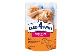 Club 4 Paws Premium влажный корм для кошек с телятиной в соусе 85г*24шт