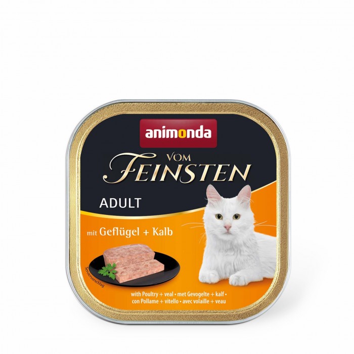 Animonda Vom Feinsten Adult with Poultry + Veal вологий корм з птицею і телятиною для котів 100 г