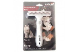 AnimAll Groom двухрядная расческа-грабли для животных (серая)