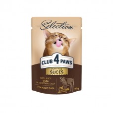 Club 4 Paws Plus Selection влажный корм для котов с телятиной в овощном желе 80г*24шт