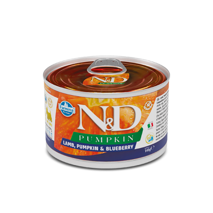 Farmina N&D Grain Free Pumpkin Lamb Adult Mini для собак мелких пород с тыквой, ягненком и черникой 140 г